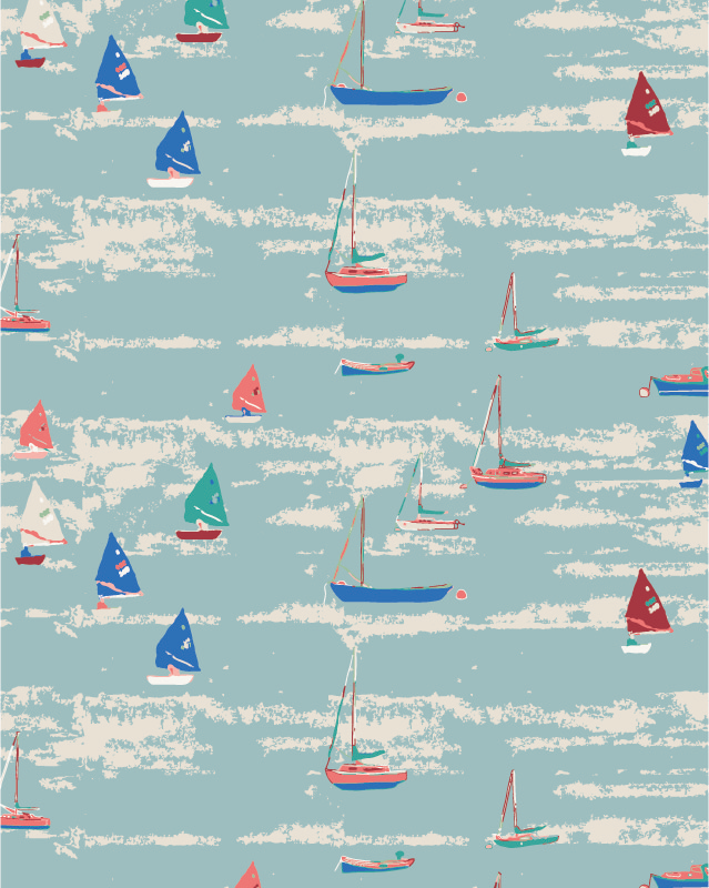 Boats Card design in Ocean Sunset