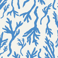 Emsworth Coral wallpaper detail in blue by Willow and Woods
