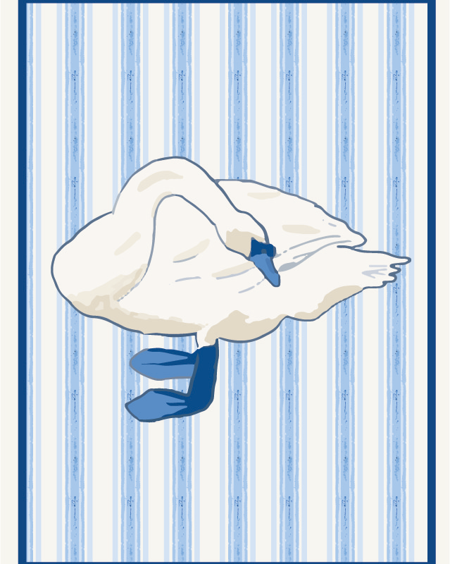 Stripe and Swan image on notecard
