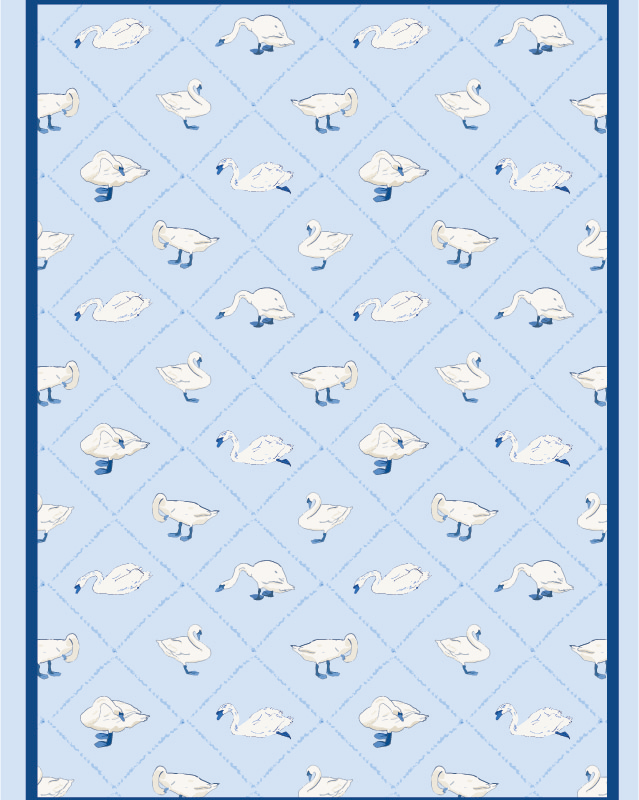 Card with Swans pattern in blue