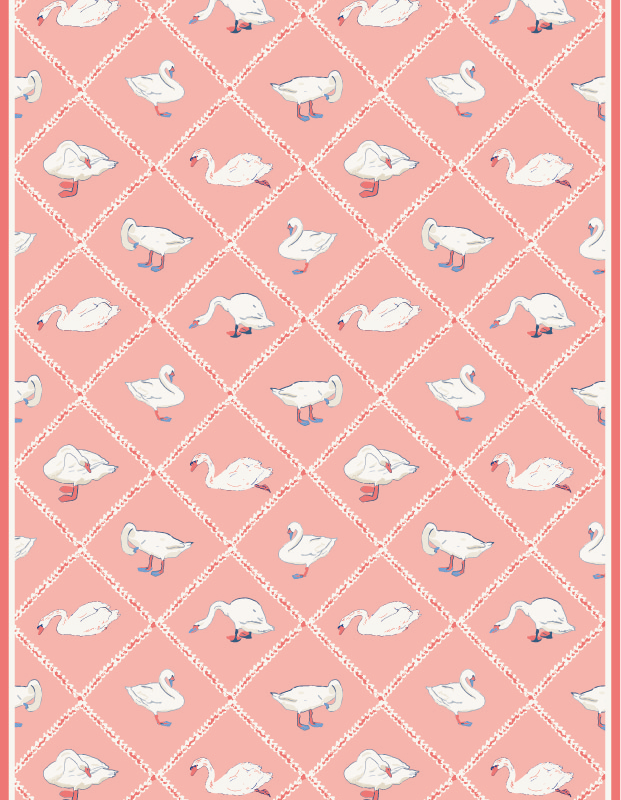 Swans diagonal card design as part of set of 8 cards.
